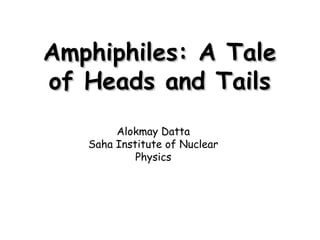 Amphiphiles: A TaleAmphiphiles: A Tale
of Heads and Tailsof Heads and Tails
Alokmay Datta
Saha Institute of Nuclear
Physics
 