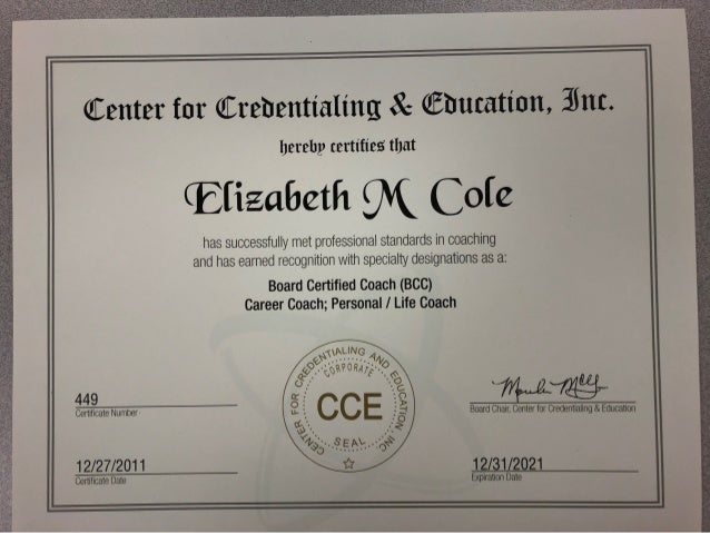 Board Certified Coach Bcc Certificate With Designations As