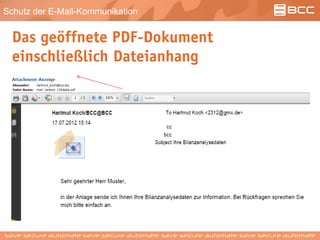 Schutz der E-Mail-Kommunikation
Das geöffnete PDF-Dokument
einschließlich Dateianhang
 