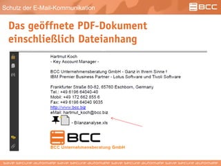 Schutz der E-Mail-Kommunikation
Das geöffnete PDF-Dokument
einschließlich Dateianhang
 
