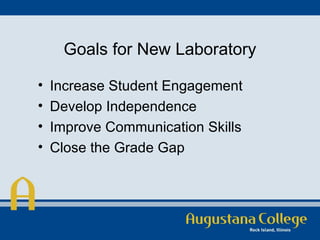 Goals for New Laboratory Increase Student Engagement Develop Independence  Improve Communication Skills Close the Grade Gap 