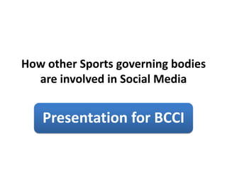 How other Sports governing bodies are involved in Social Media 