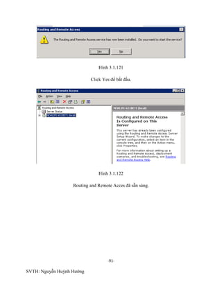 -91-
SVTH: Nguyễn Huỳnh Hướng
Hình 3.1.121
Click Yes để bắt đầu.
Hình 3.1.122
Routing and Remote Acces đã sẵn sàng.
 