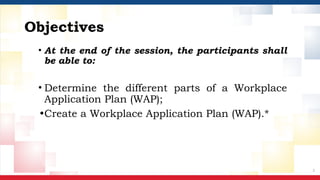 Workplace Application Program Comprehensive Guide to Creating a Workplace Application Plan (WAP) for ...