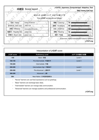 Jcat Guide J-CATScoreReport | PDF