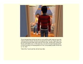 The sun had gone dow n by the ti me Ham arri ved, and Elle couldn’ t help smi li ng as she
looked up w hen he entered. She had mi xed expectati ons of thi s one. People di dn’ t just
go around ki ssi ng each other w here Ham w as from ei ther, and she w asn’ t totally sure
he’ d be comfortable w i th i t. At the same ti me, si nce the fi rst day he had been pretty
w i lli ng to go along w i th the desi gnated acti vi ti es, so he probably w ouldn’ t tell her not
to. “Hi , Ham.”

“Hello, Elli e,” he sai d, poli tely, but smi li ng w i dely.
 