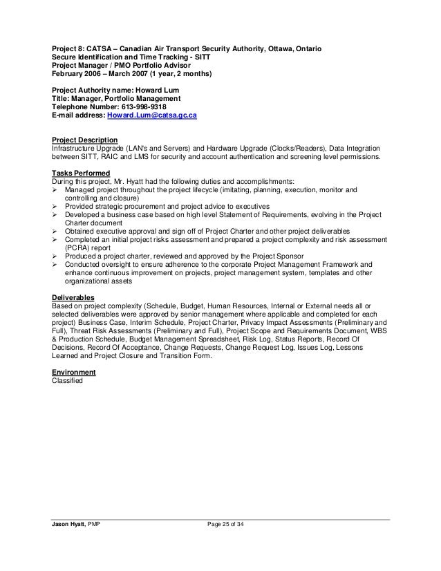 Jason Hyatt, PMP - Resume - Project Manager - 2014-11-27 Jason Hyatt, PMP - Resume - Project Manager - 2014-11-27