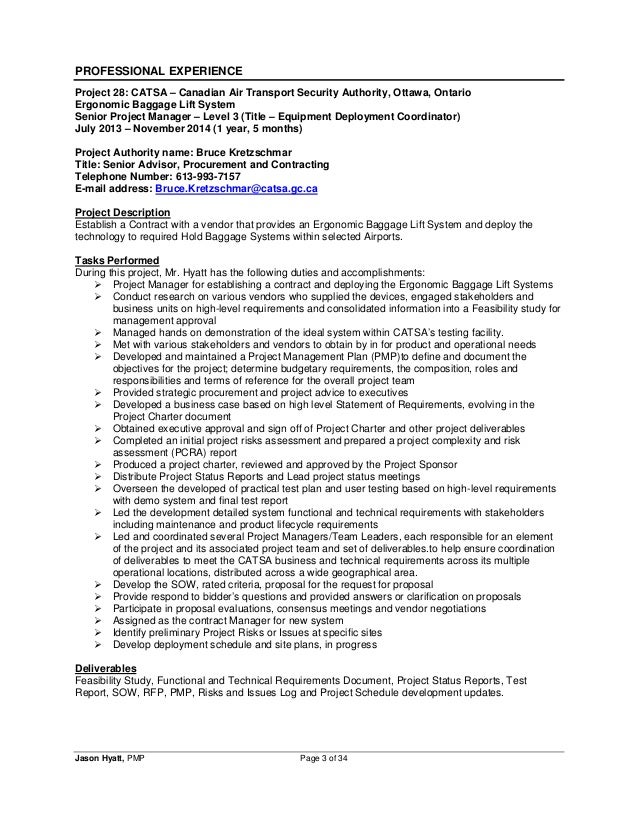 example project manager resume