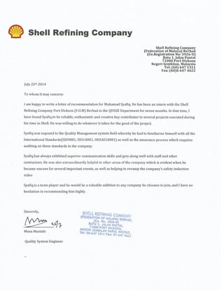 Shell Recommendation Letter
