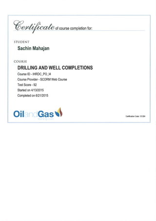 Sachin Mahajan Drilling & Well Completions