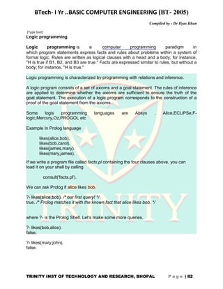 BCE NOTES RGPV - TRINITY INST OF TECH AND RESEARCH BHOPAL (RGTU) | PDF