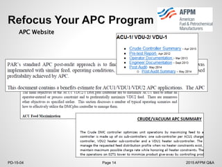 2015 AFPM Q&APD-15-04 Page 14
APC Website
 