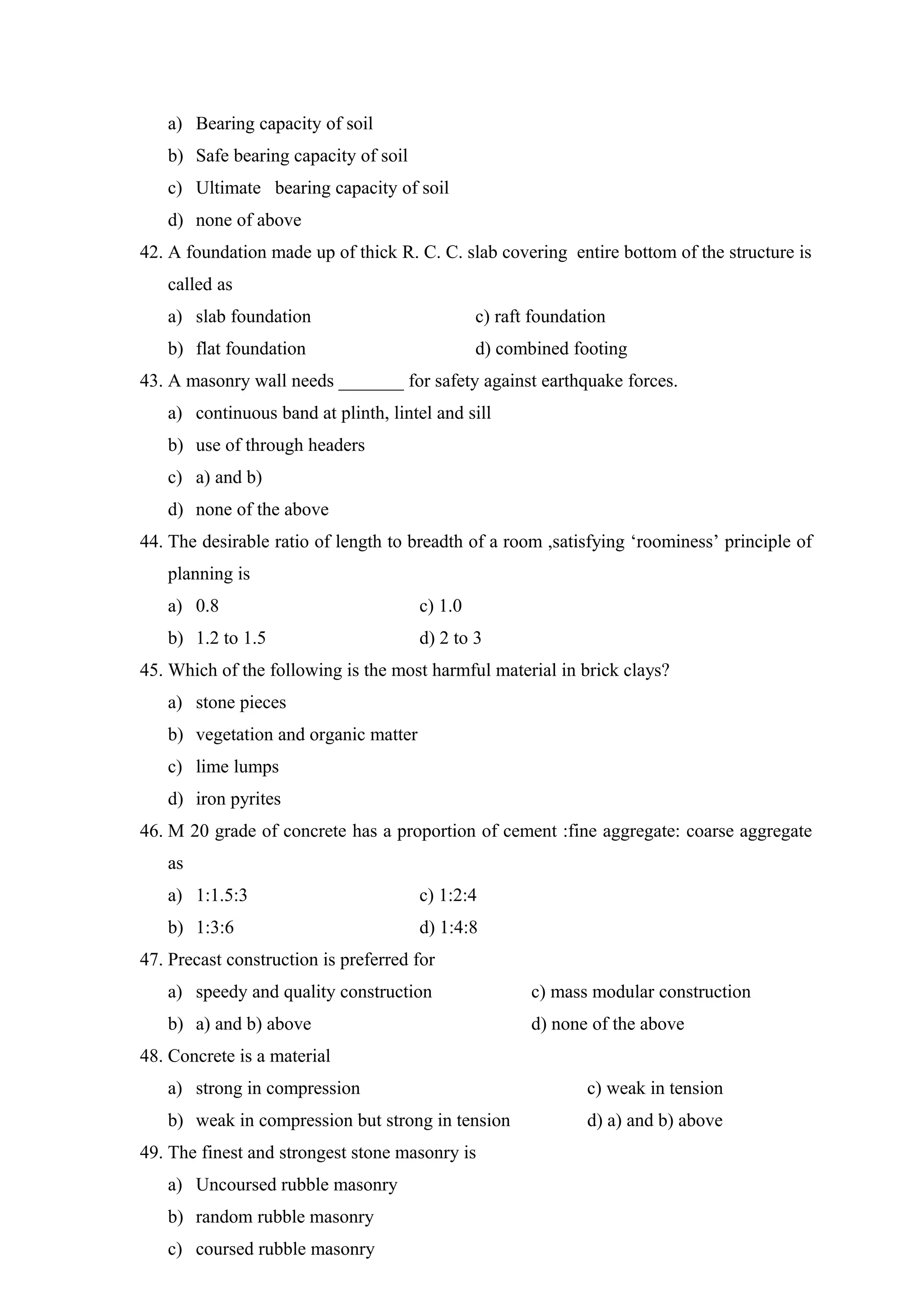 Basic Civil Engineering MCQ | DOC