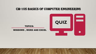 BCE QUIZ-basics of computer engg -computer fundamentals | PPTX