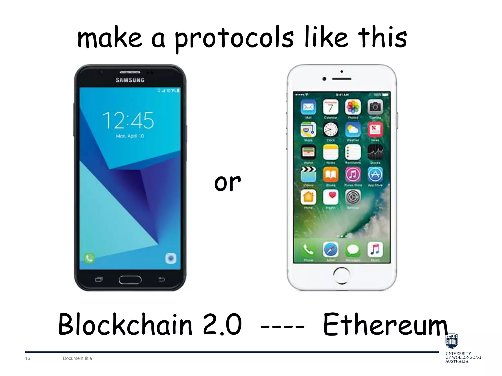 Document title16
make a protocols like this
Blockchain 2.0 ---- Ethereum
or
 