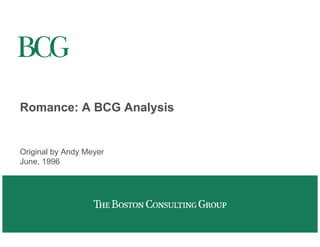 Romance: A BCG Analysis


Original by Andy Meyer
June, 1996
 