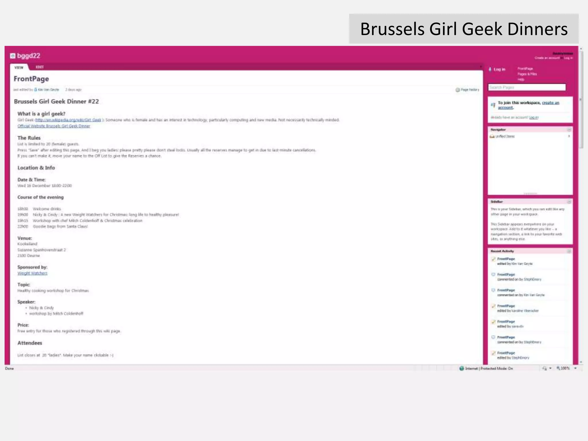 Brussels Girl Geek Dinners