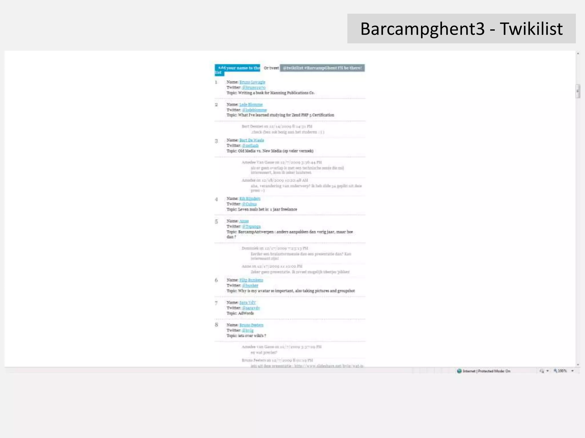 Barcampghent3 - Twikilist