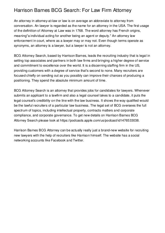 Harrison Barnes Bcg Search For Law Firm Attorney