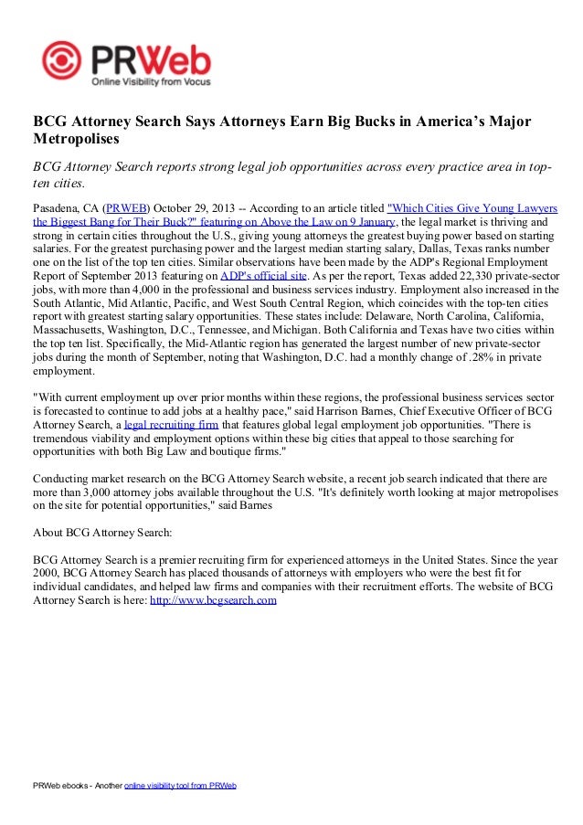 BCG Attorney Search Says Attorneys Earn Big Bucks in America’s Major