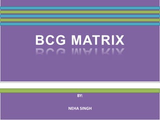 BCG MATRIX
BY:
NEHA SINGH
 