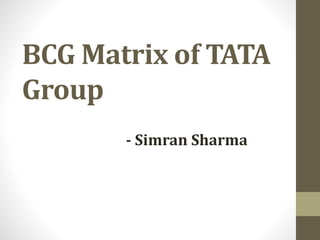 BCG Matrix of TATA
Group
- Simran Sharma
 