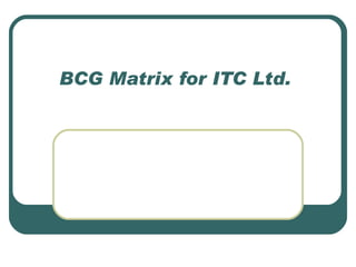 BCG Matrix for ITC Ltd.  