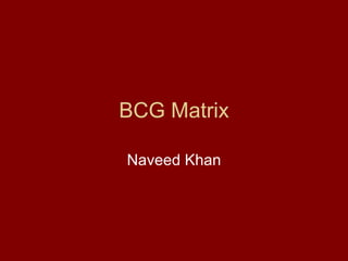 BCG Matrix

Naveed Khan
 