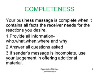 Completeness Message Business Communication | PPT