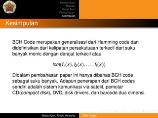 Bch codes final slide | PDF
