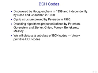 bch code in ITC and COding is important factor | PDF