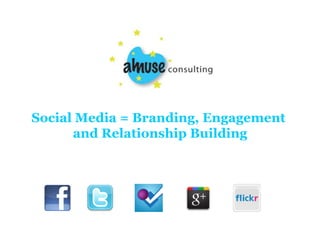 Social Media = Branding, Engagement
      and Relationship Building
 