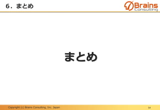 Copyright (c) Brains Consulting, Inc. Japan
６．まとめ
54
まとめ
 