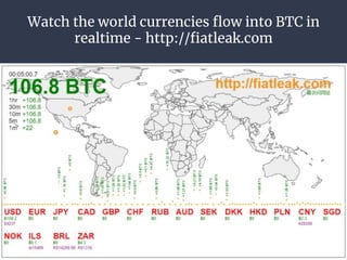 Watch the world currencies flow into BTC in
realtime - http://fiatleak.com
 