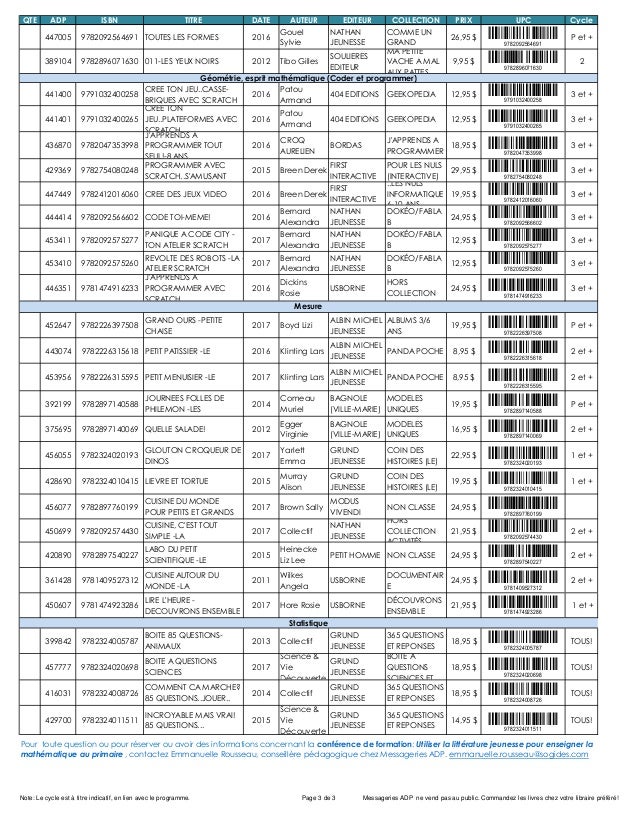 Liste de livres, pour l'utilisation de la littérature jeunesse pour e…