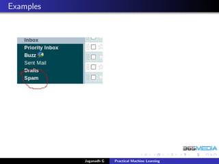 Examples
Jaganadh G Practical Machine Learning
 