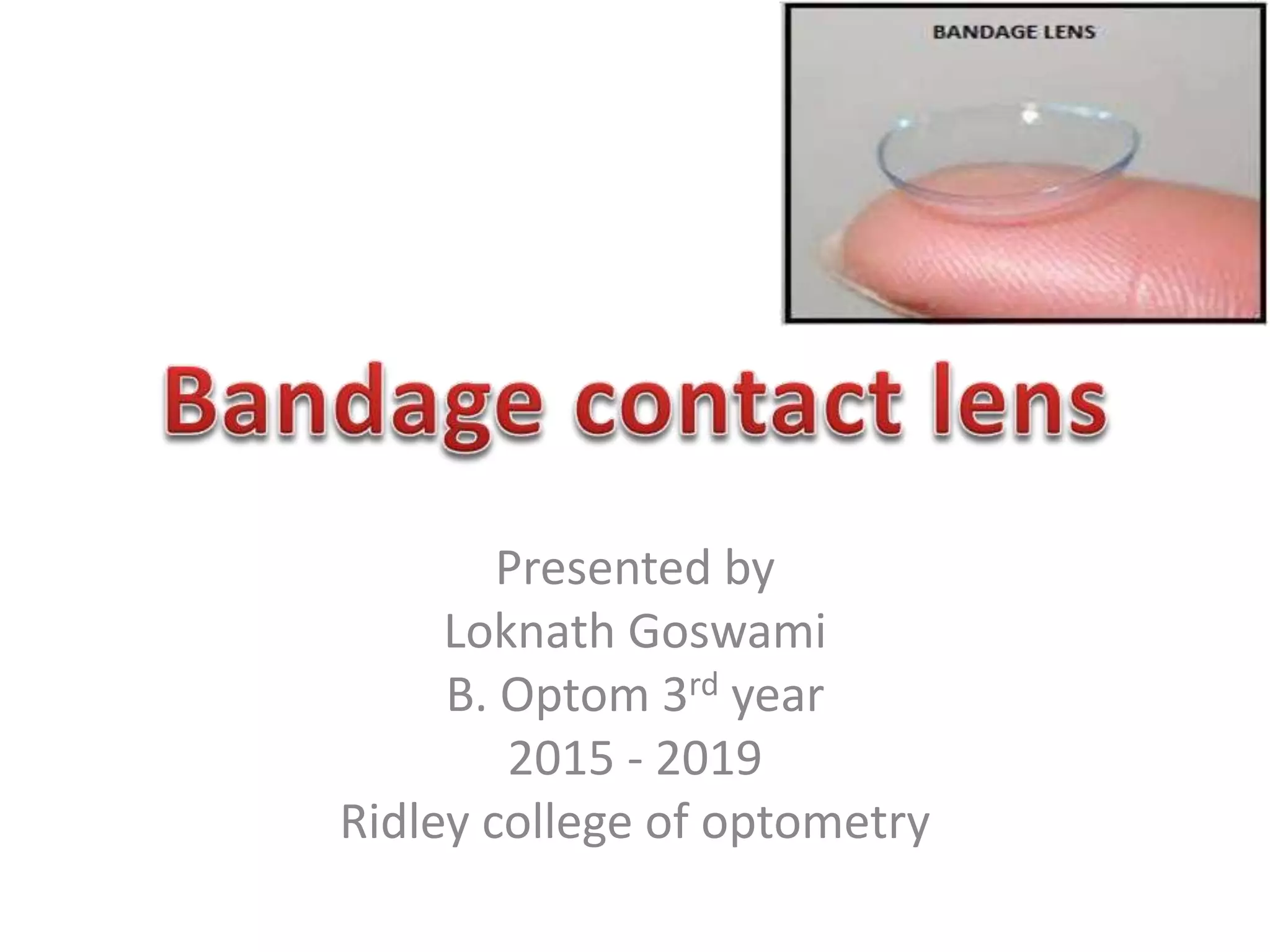 Bandage Contact Lens PPT