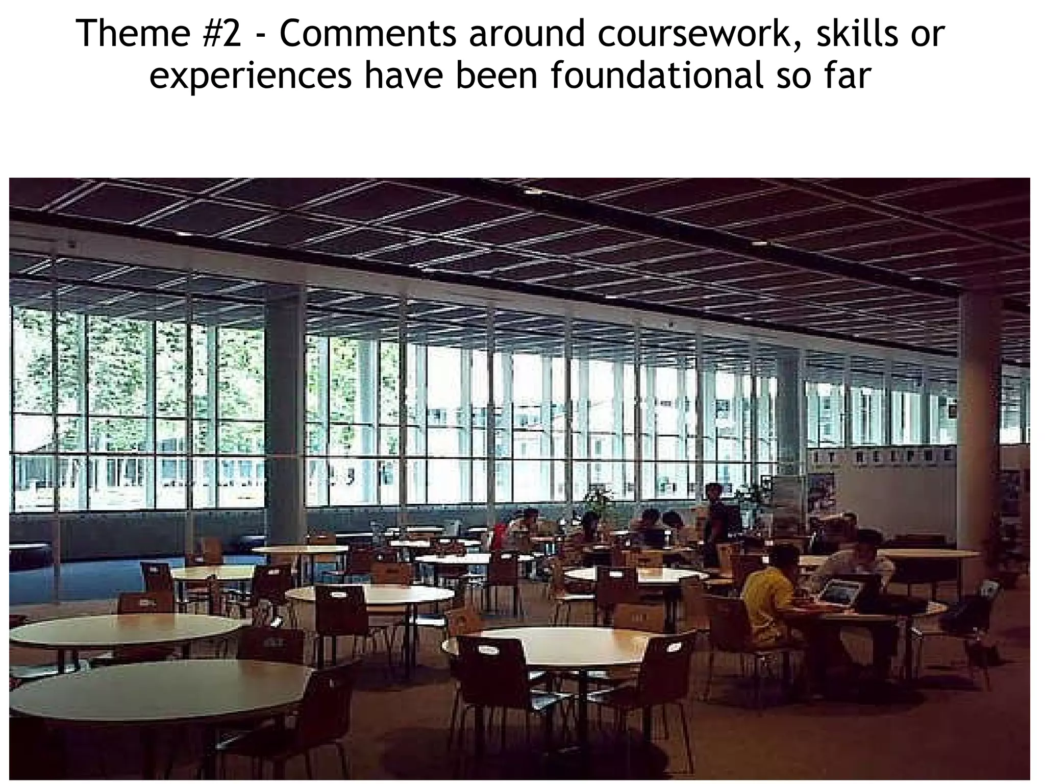   Theme #2 - Comments around coursework, skills or experiences have been foundational so far 