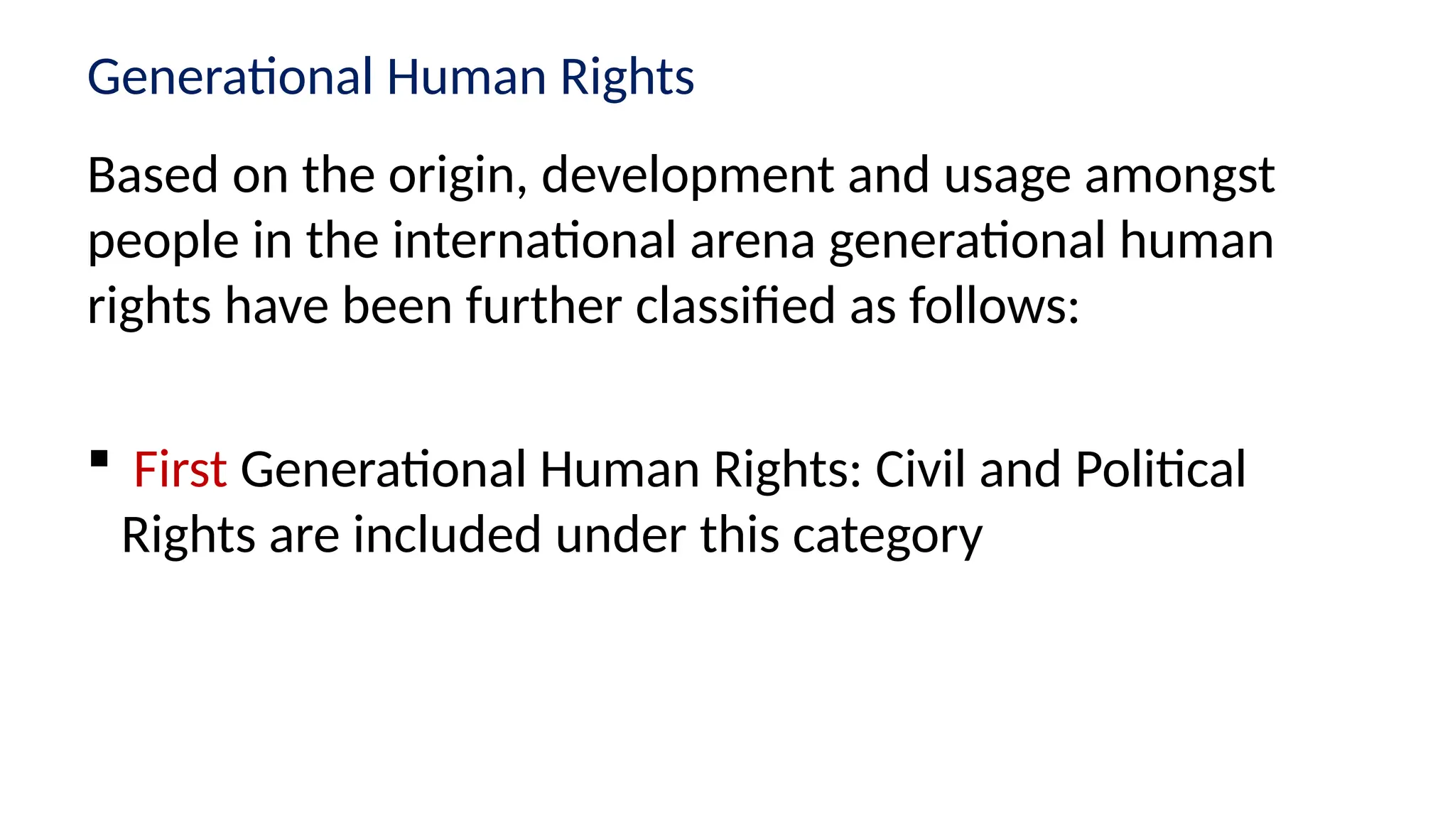 Classification of Human Rights and it's significance | PPTX