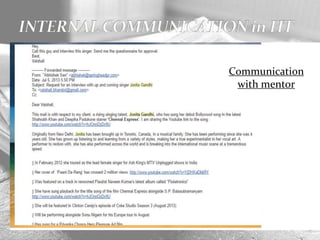 Communication
with mentor
 