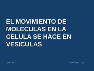 EL MOVIMIENTO DE
MOLECULAS EN LA
CELULA SE HACE EN
VESICULAS
USMP-FMH-BCMH. LEZAMA 2015-II 11
 