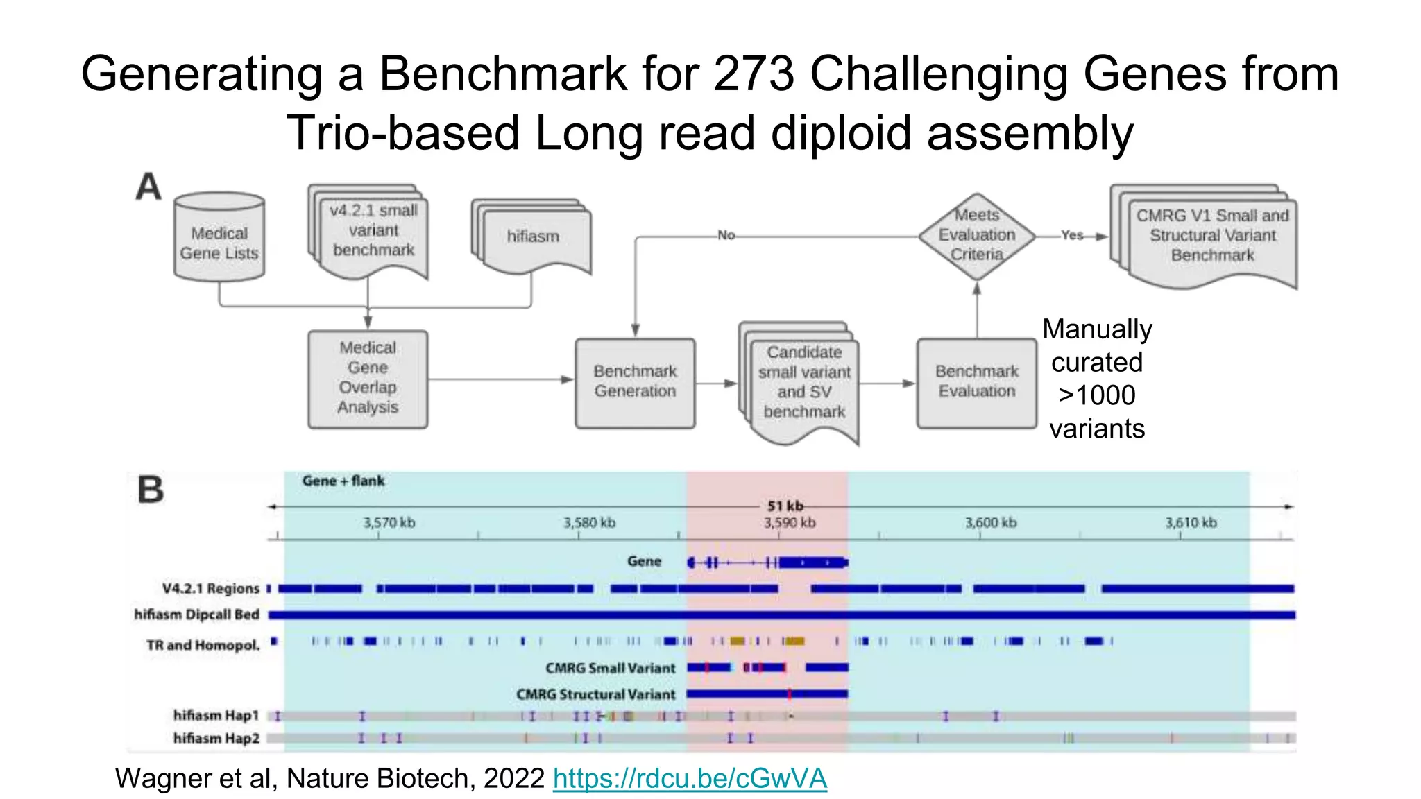 Generating a Benchmark for 273 Challenging Genes from
Trio-based Long read diploid assembly
Manually
curated
>1000
variants
Wagner et al, Nature Biotech, 2022 https://rdcu.be/cGwVA
 
