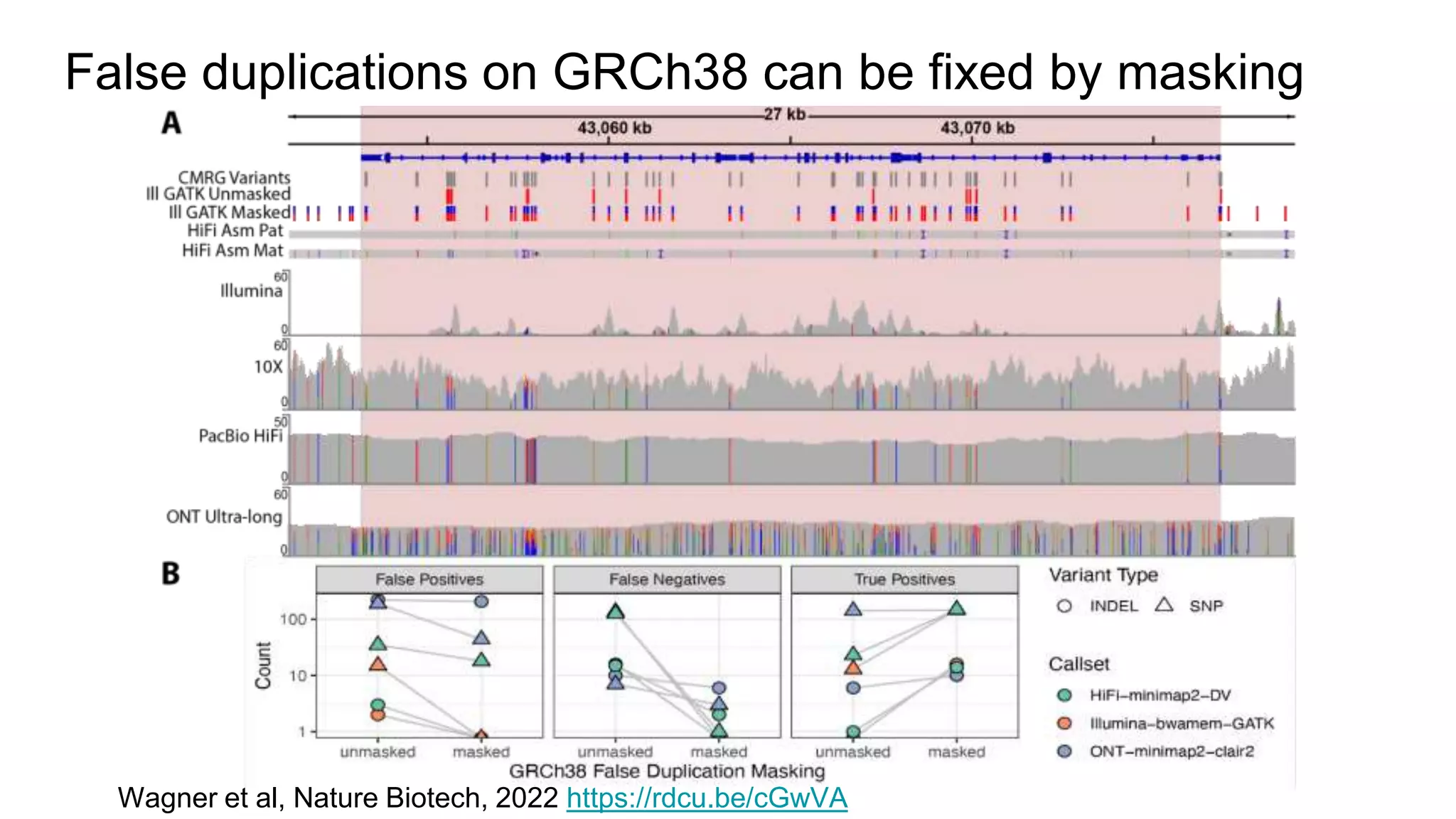 False duplications on GRCh38 can be fixed by masking
Wagner et al, Nature Biotech, 2022 https://rdcu.be/cGwVA
 