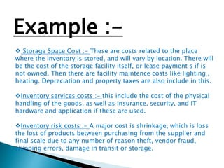 Storage Cost Example Bcm 205(cost accounting) | PPTX