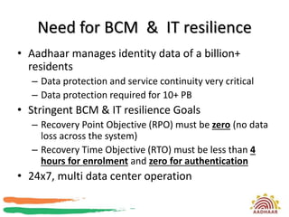Bcm Rto Chart BCM & IT Resilience in Aadhaar | PPTX
