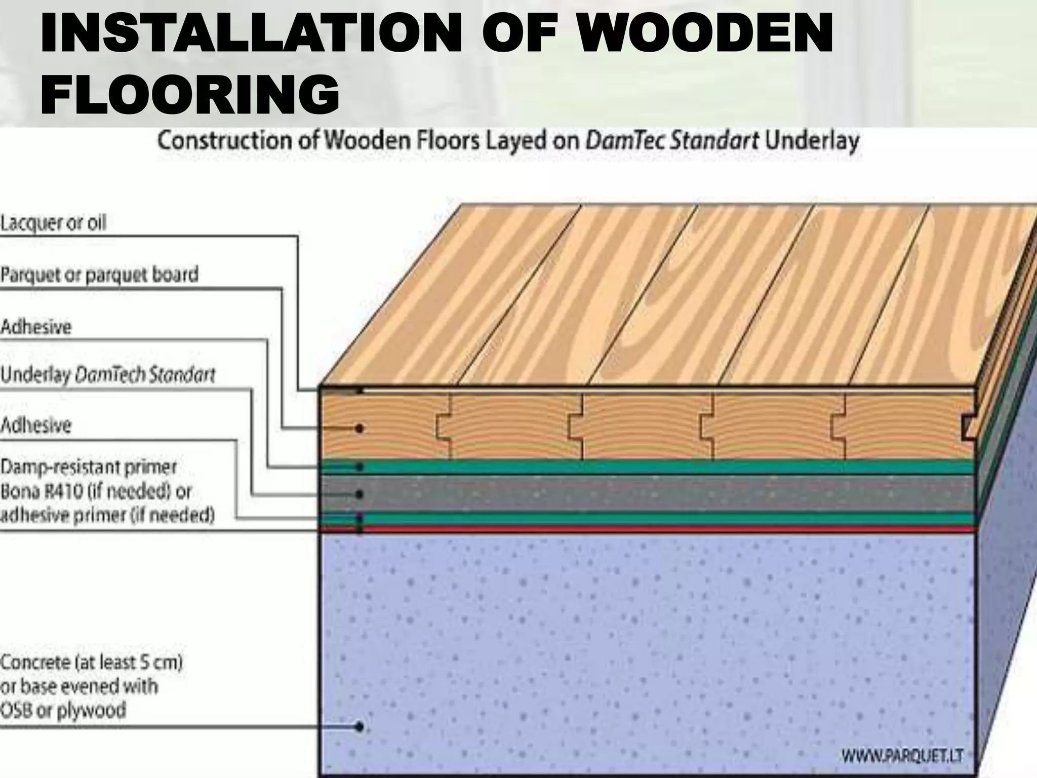 INSTALLATION OF WOODEN
FLOORING
 