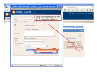 Vous pouvez changer le titre  à « À propos du musée » 