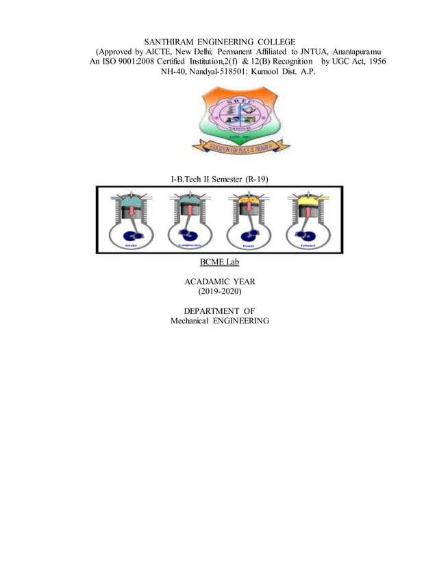 Basic civil mechanical Engineering lab manual according to JNTU