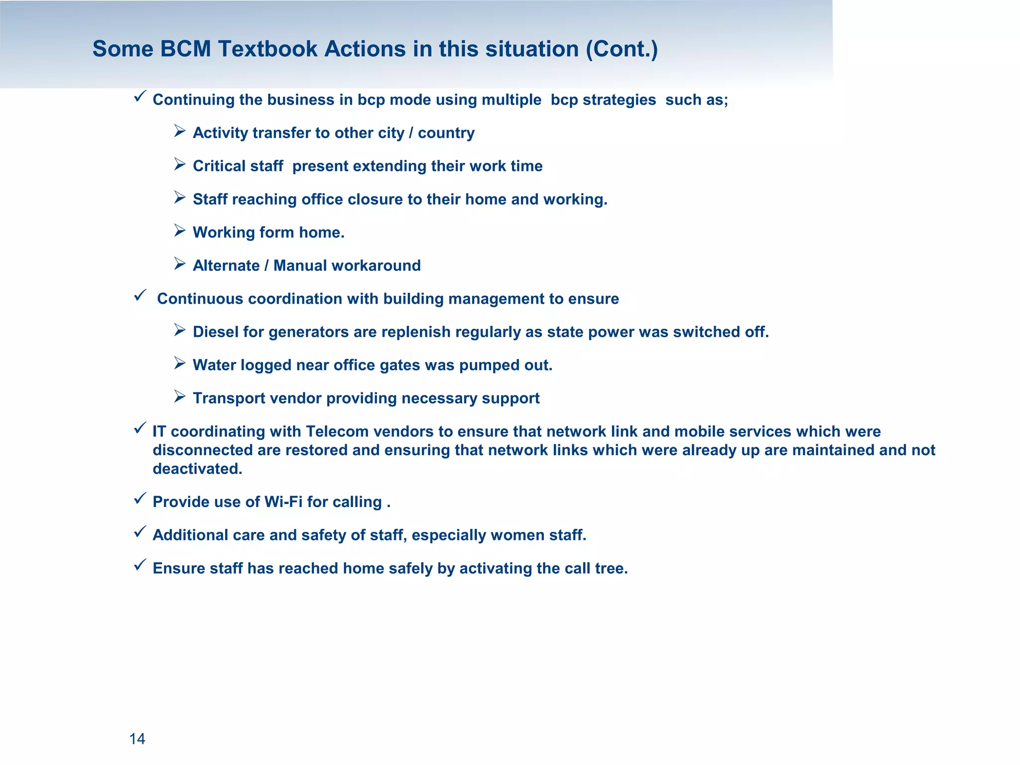 BCM integration with EHS, Crisis Management and Emergency Response . | PPT