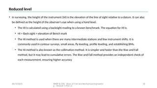 introduction to surveying levelling, benchmarks , contours | PPTX